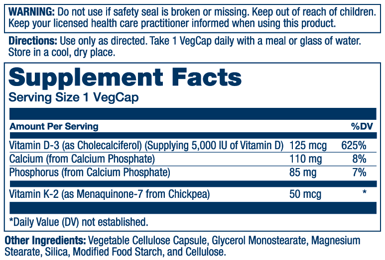 Solaray Vitamin D3 + K2 — alternate view