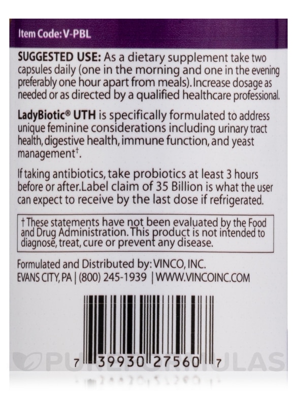 LadyBiotic UTH Supplement — alternate view