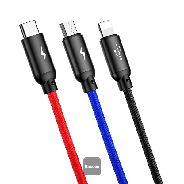Baseus 3 in 1 USB Cable with Micro Type C Lighting Connector — alternate view