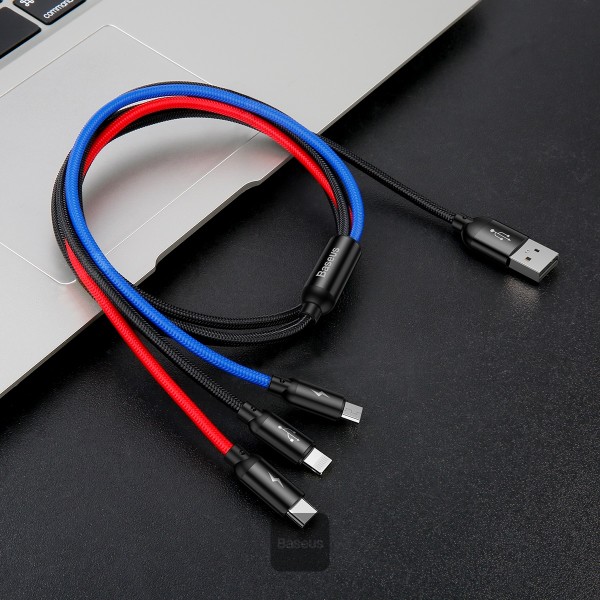 Baseus 3 in 1 USB Cable with Micro Type C Lighting Connector — alternate view
