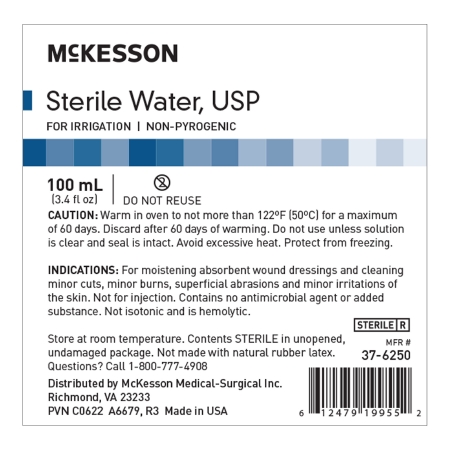 McKesson Irrigation Solution Sterile Water — alternate view