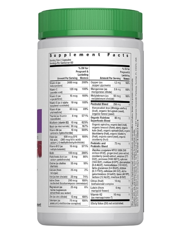 PureFormulas Postnatal Multivitamin — alternate view