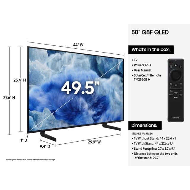 Samsung Q8f 50 Inch Qled 4k Smart Tv Qn50q8faafxzc — alternate view