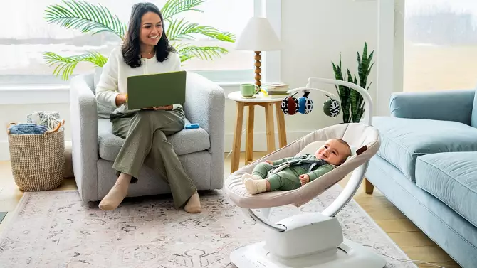 UPPAbaby Mamaroo Multi-Motion Baby Swing Charlie Sand Melange — alternate view