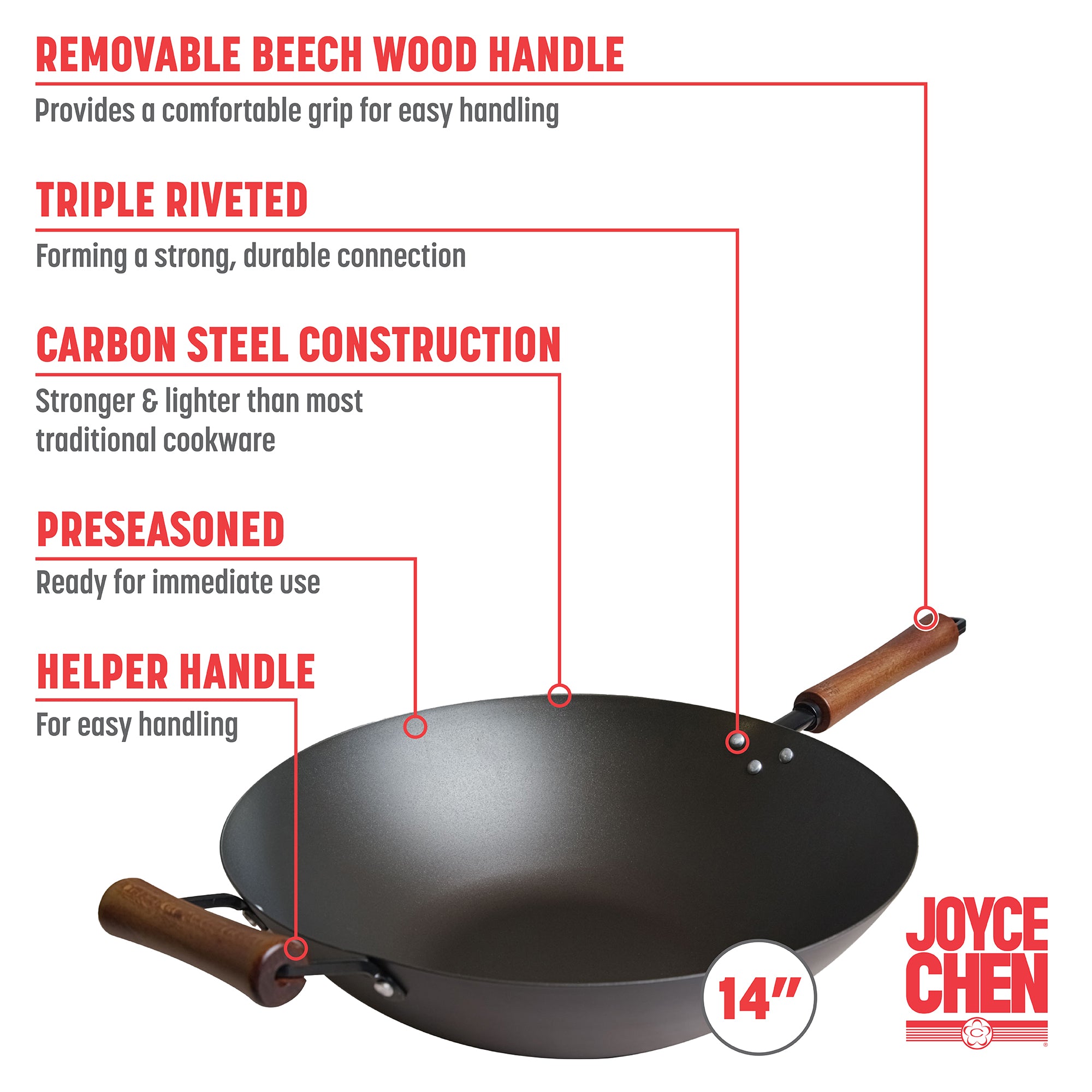 Joyce Chen 14" Carbon Steel Wok — alternate view
