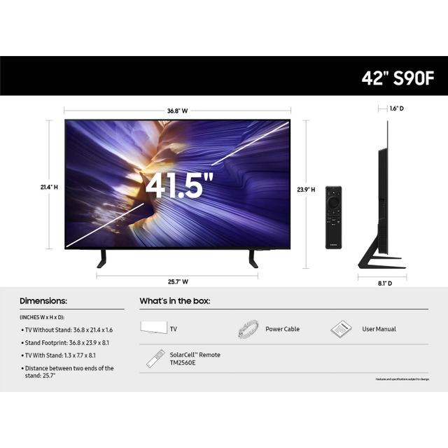 Samsung S90f 42 Inch Oled 4k Vision Ai Smart Tv Qn42s90faexzc — alternate view