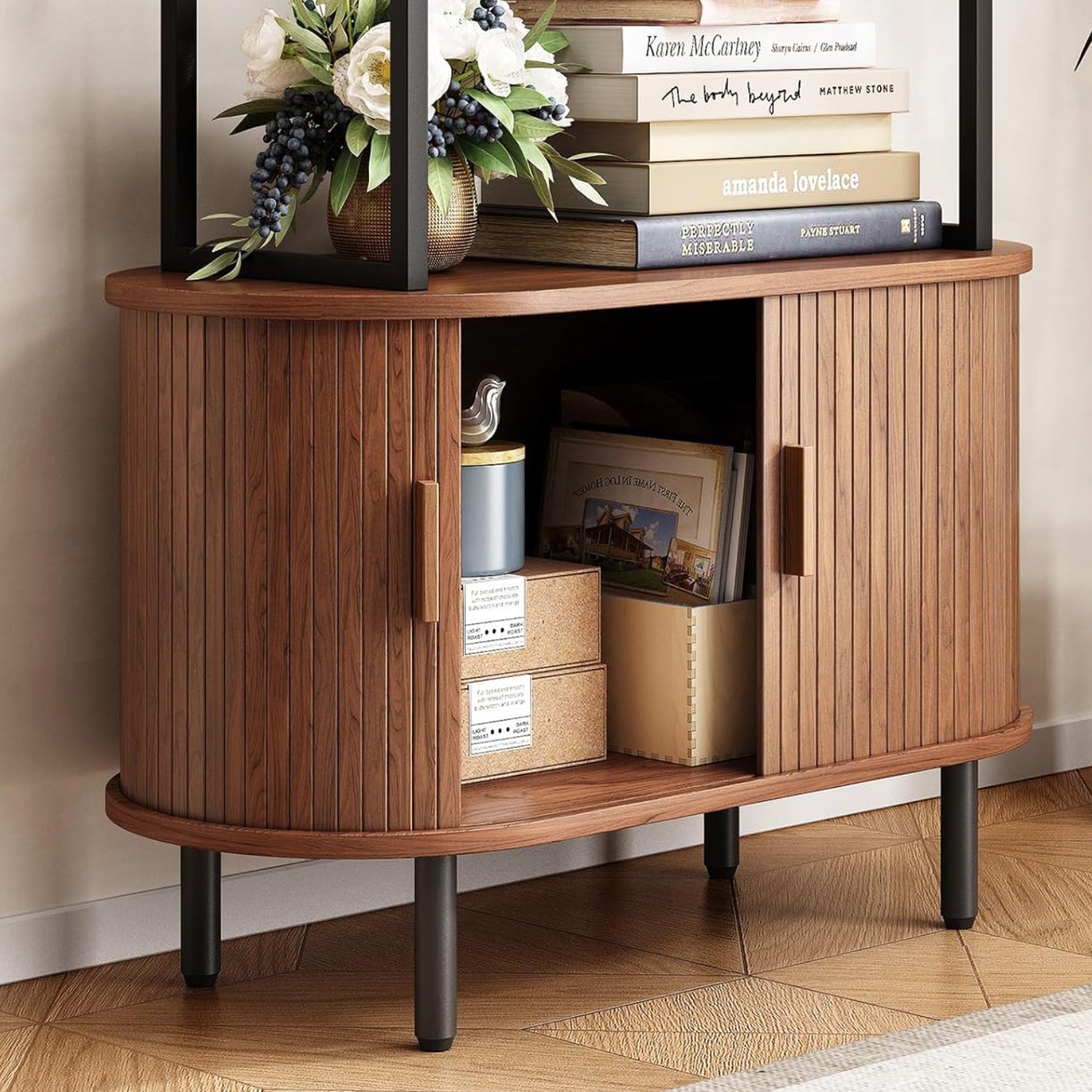 Ohwill 71-inch Modern Bookshelf Bookcase and 40-inch Sideboard Buffet Cabinet — alternate view