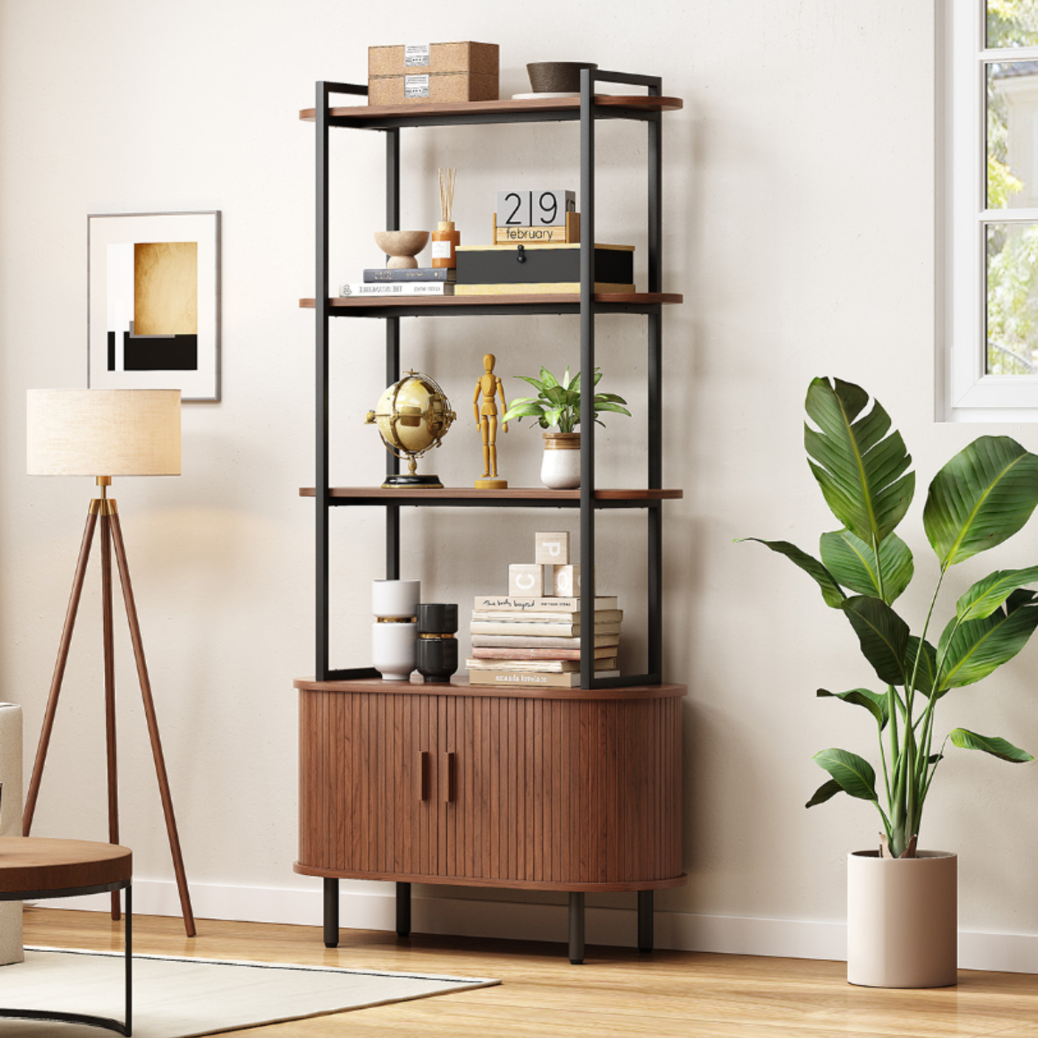 Ohwill 71-inch Modern Bookshelf Bookcase and 40-inch Sideboard Buffet Cabinet — alternate view