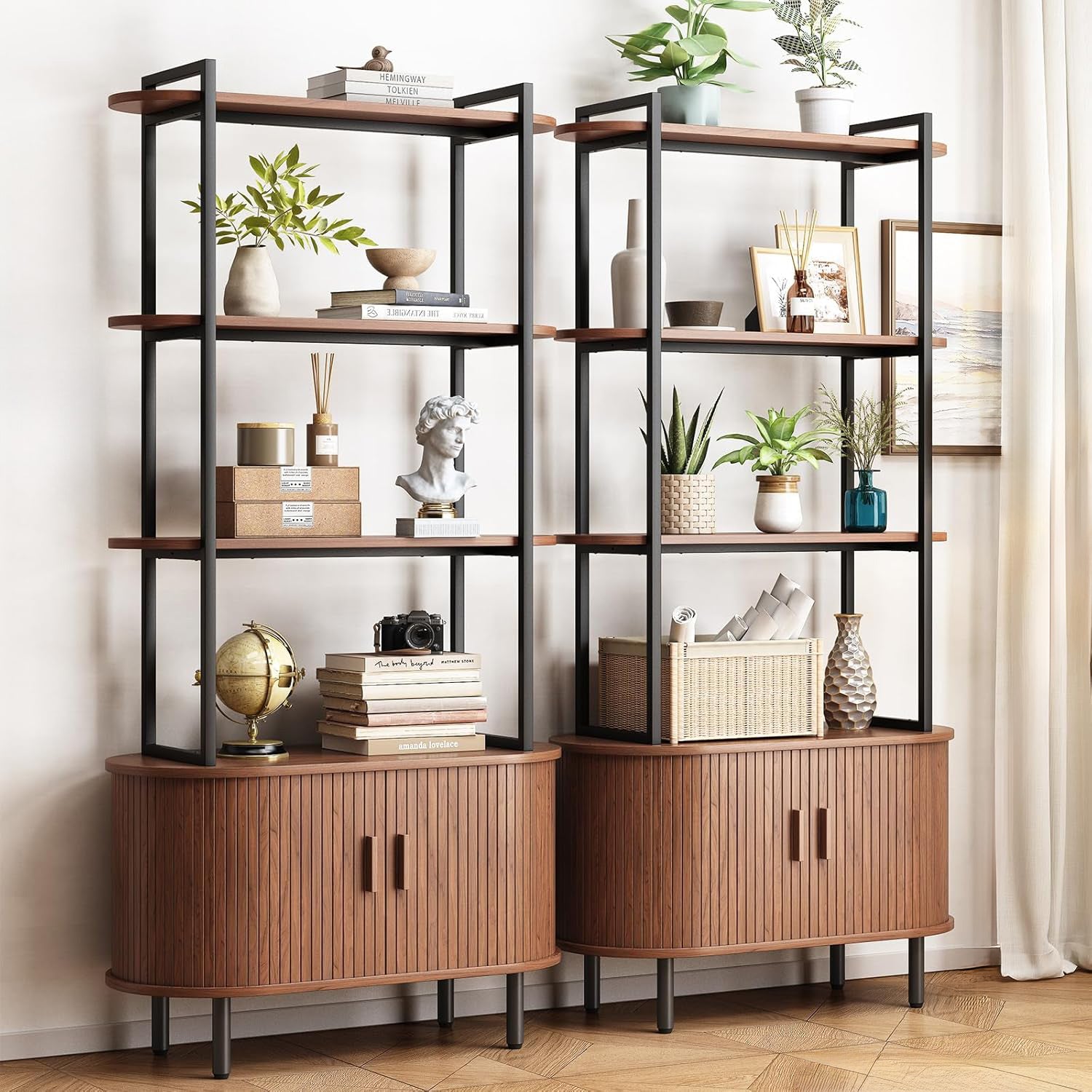 Ohwill 71-inch Modern Bookshelf Bookcase and 40-inch Sideboard Buffet Cabinet — alternate view