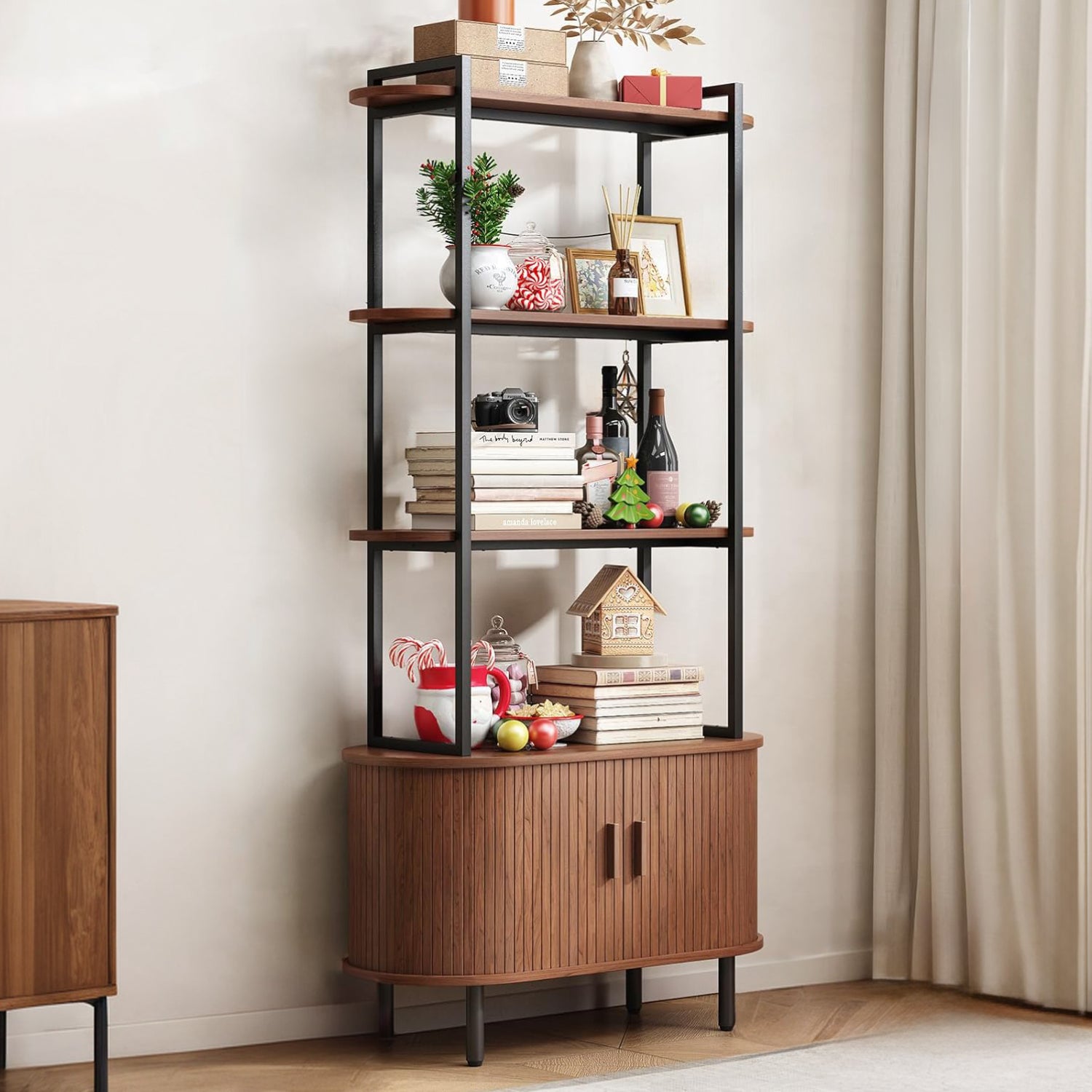Ohwill 71-inch Modern Bookshelf Bookcase and 40-inch Sideboard Buffet Cabinet — alternate view
