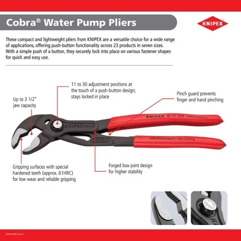 Knipex 10-Inch Cobra Water Pump Pliers — alternate view