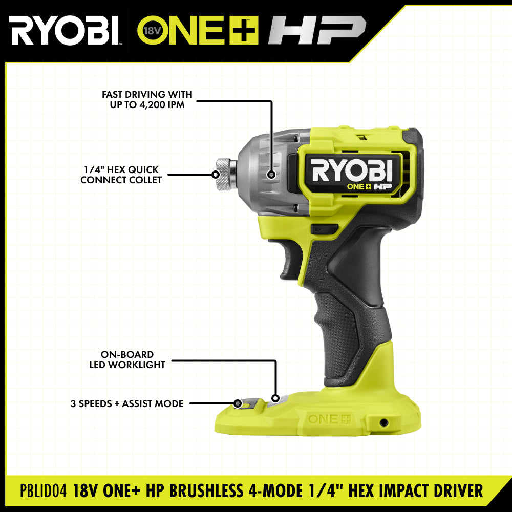 Ryobi ONE+ PSBID04 Impact Driver — alternate view