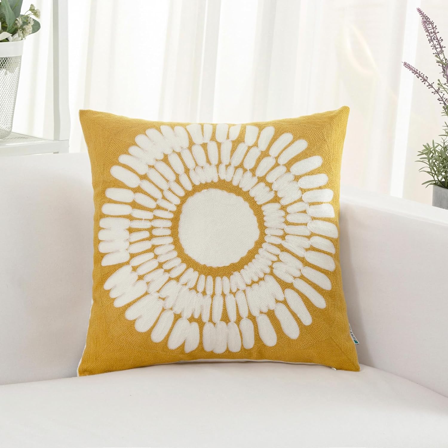 HWY 50 Mustard Decorative Throw Pillow Cover — alternate view