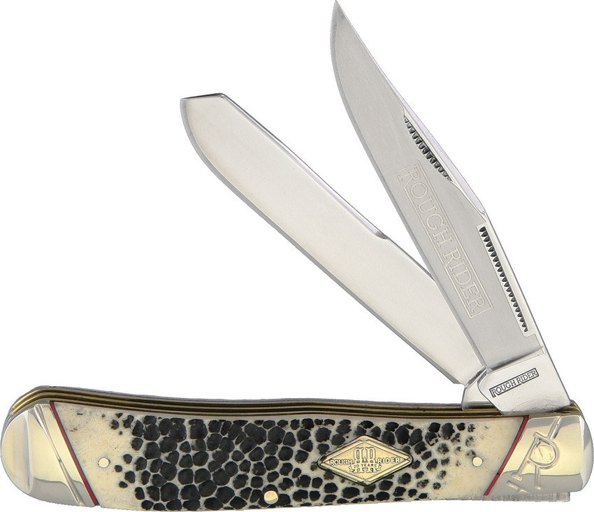 Rough Rider 1544 Trapper Folding Pocket Knife with Abalone Handle — alternate view