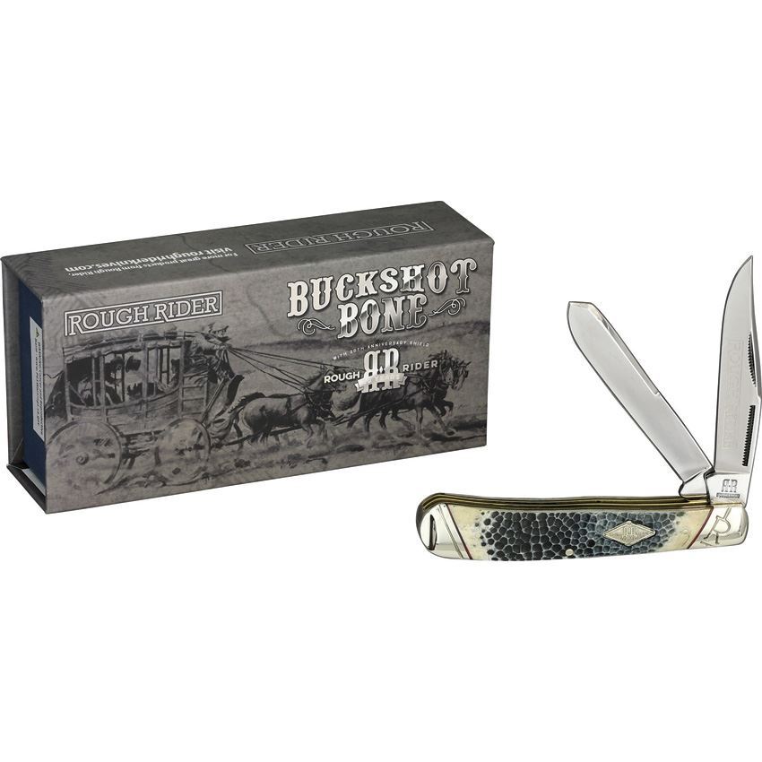 Rough Rider 1544 Trapper Folding Pocket Knife with Abalone Handle — alternate view