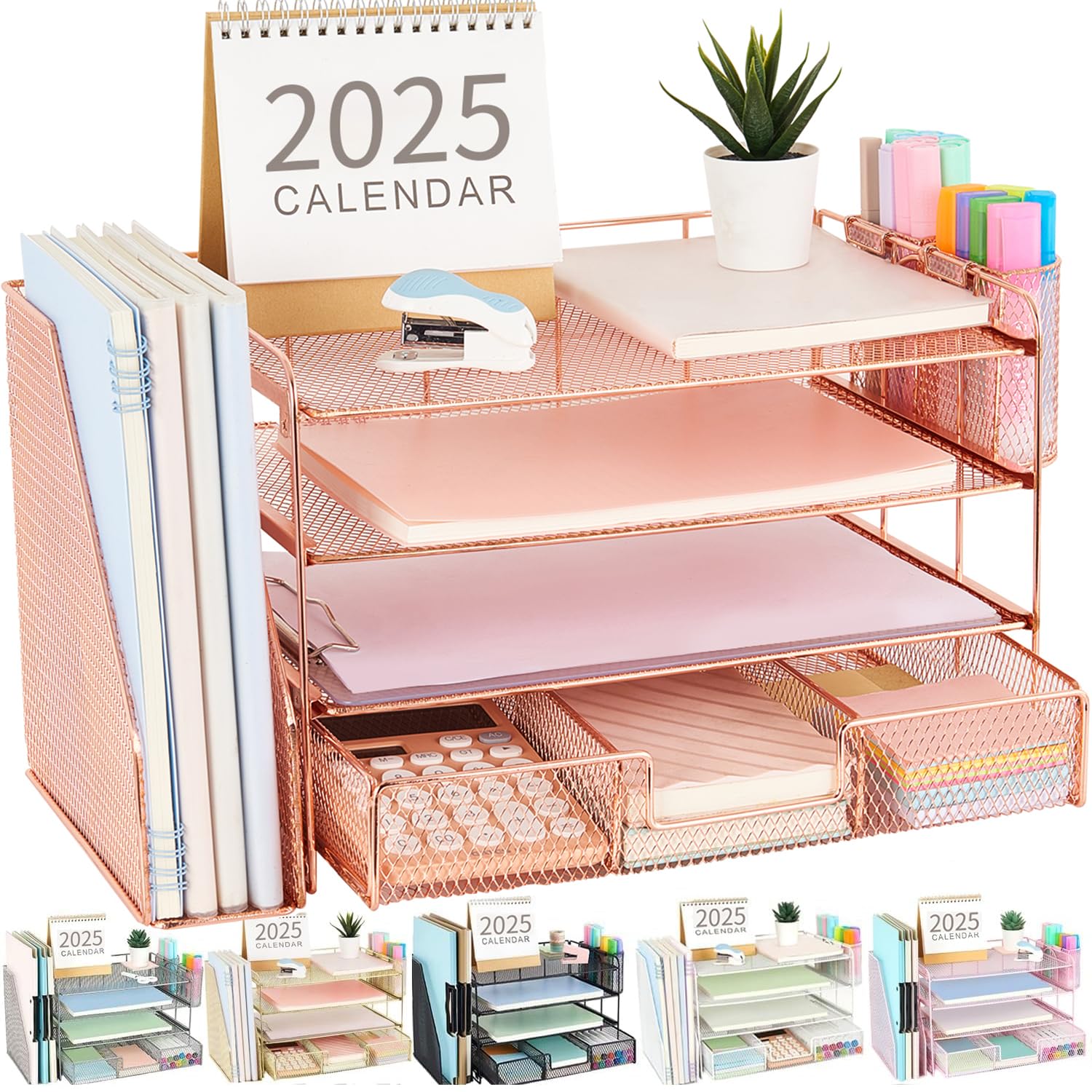 Gianotter Paper Letter Tray Organizer with File Holder, 4-Tier — alternate view