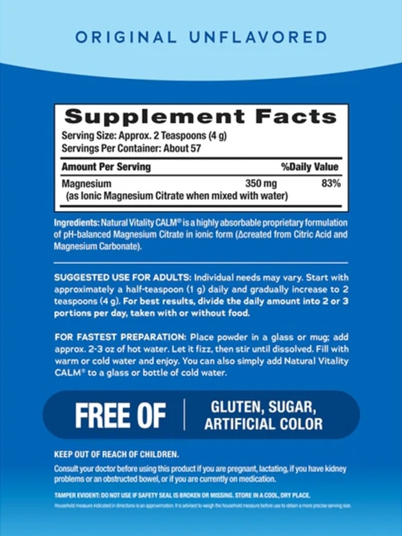 Natural Vitality Natural Calm Unflavored — alternate view