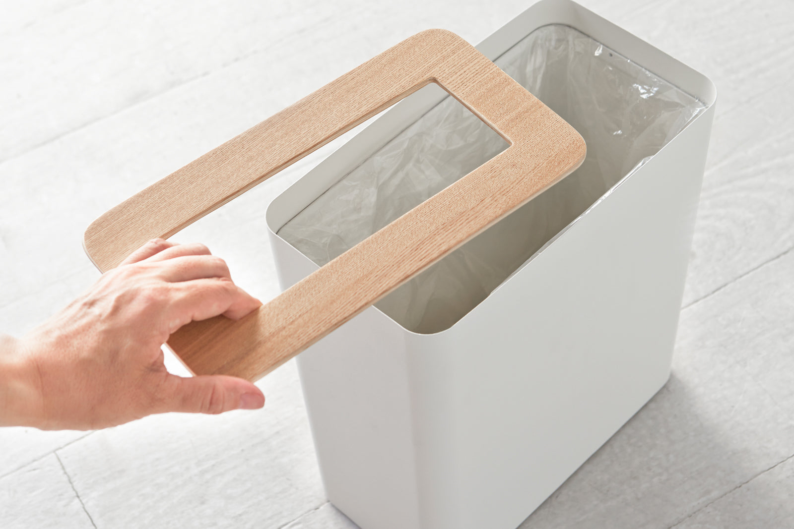 Sageandsill Trash Can Two Styles Steel Wood — alternate view