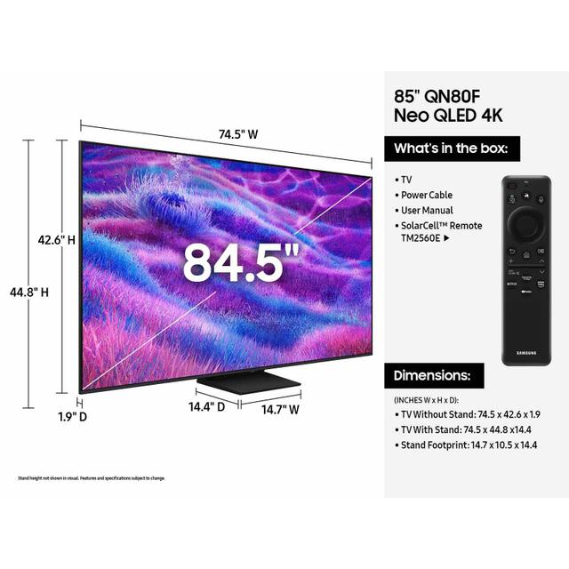 Samsung Qn80f 85 Inch Neo Qled 4k Vision Ai Smart Tv Qn85qn80fafxzc — alternate view