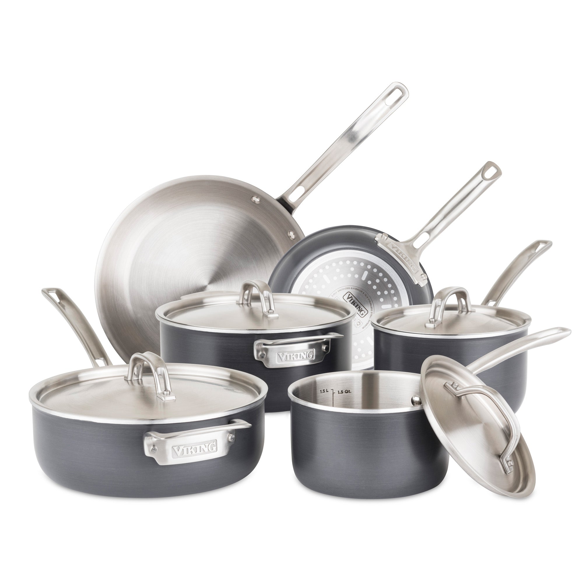 Viking 5-Ply Hard Anodized 10-Piece Cookware Set with Stainless Steel Interiors