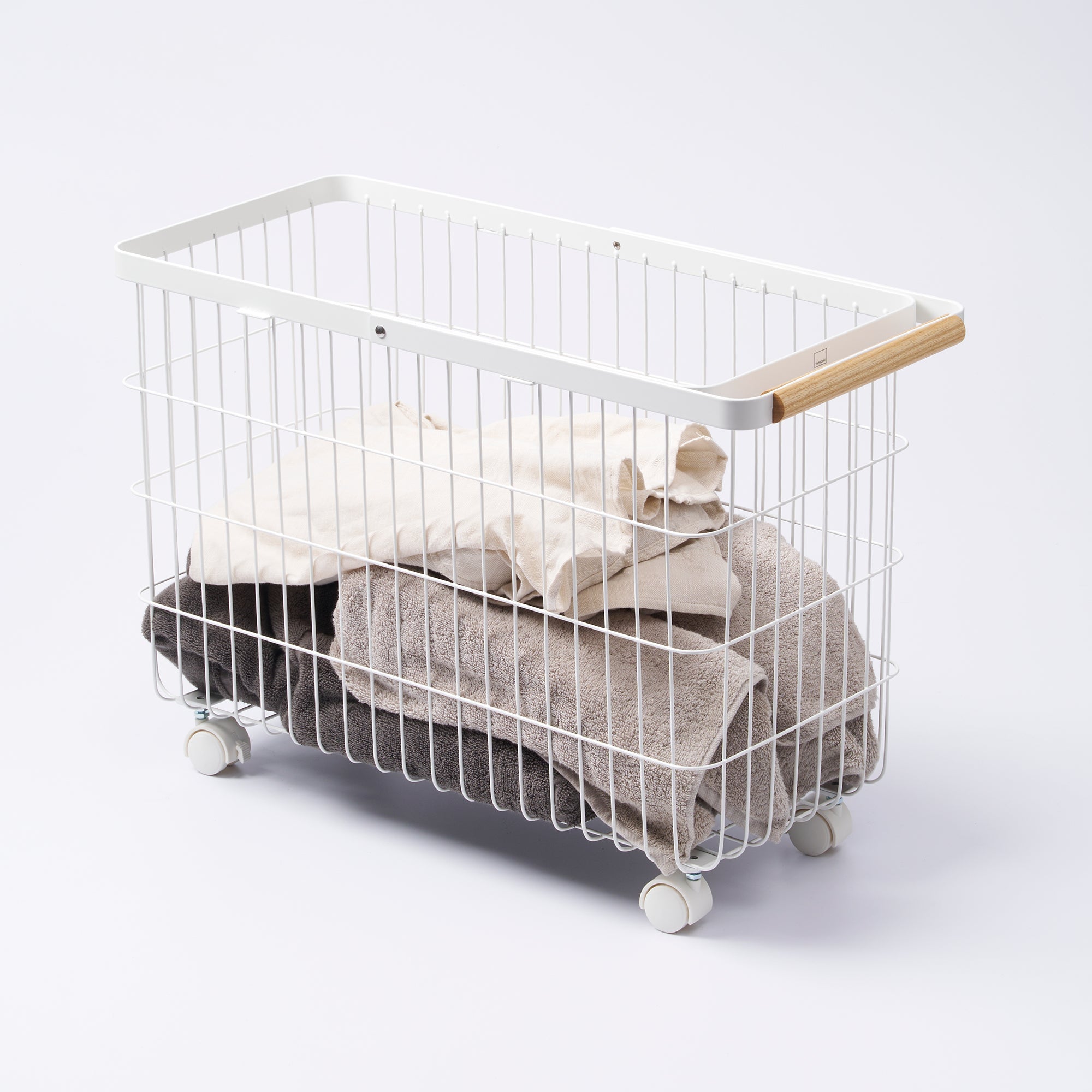 Sageandsill Rolling Wire Basket 15 H Steel Wood — alternate view