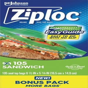 Ziploc Brand Sandwich Seal Top Bags 105 Each — alternate view