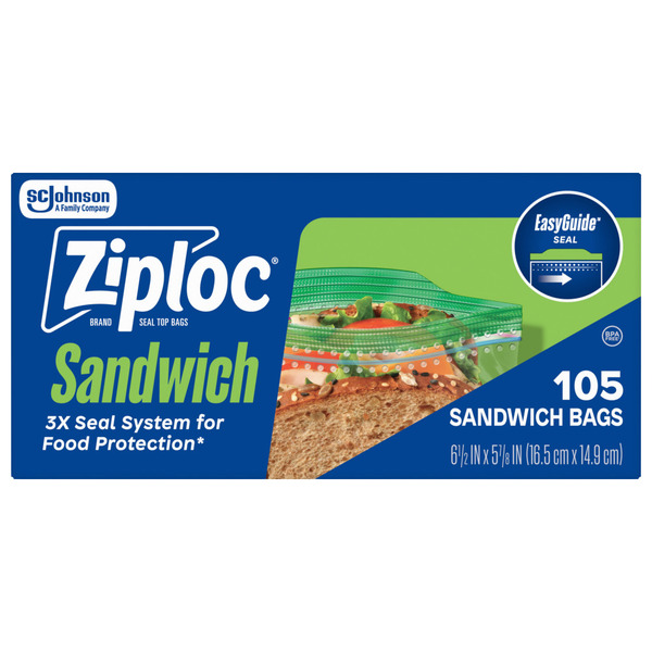 Ziploc Brand Sandwich Seal Top Bags 105 Each — alternate view