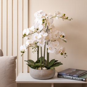 So’Home 68cm real touch 10-stem orchid in ceramic pot