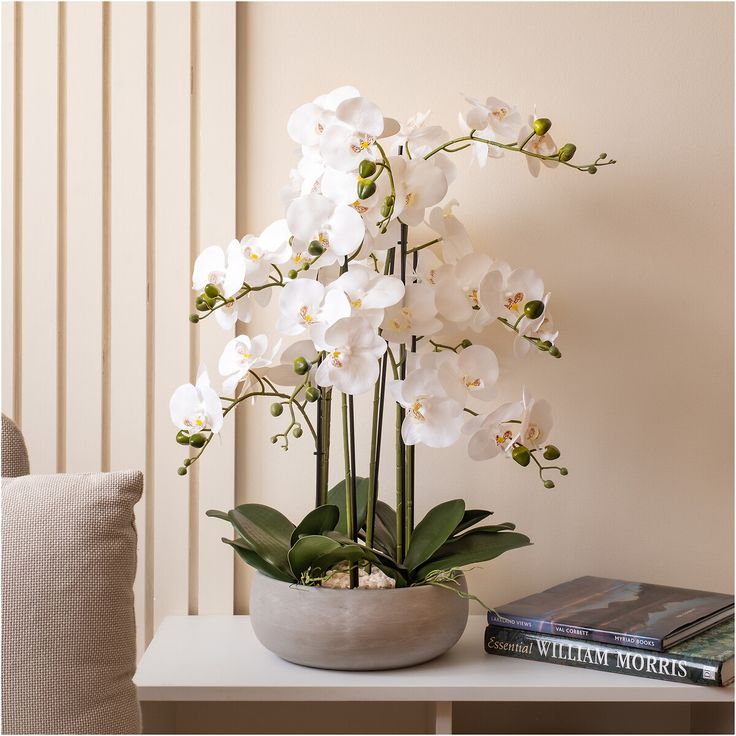 So’Home 68cm real touch 10-stem orchid in ceramic pot — alternate view