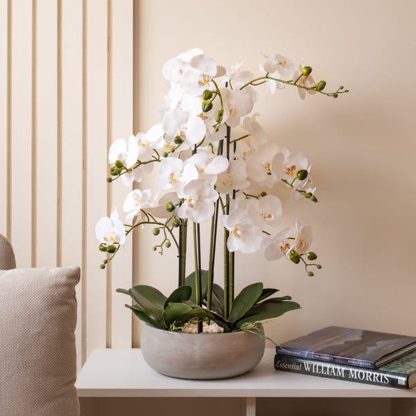 So’Home 68cm real touch 10-stem orchid in ceramic pot — alternate view