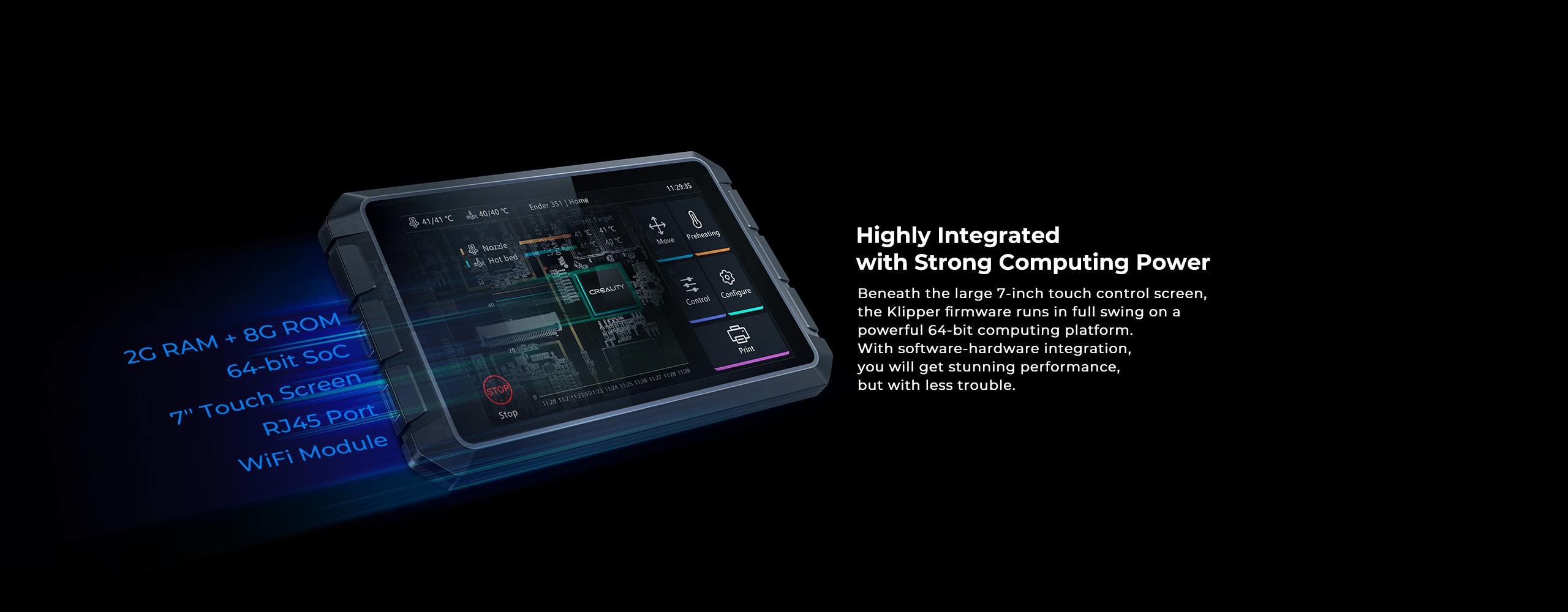 Creality Sonic Pad Klipper Screen — alternate view