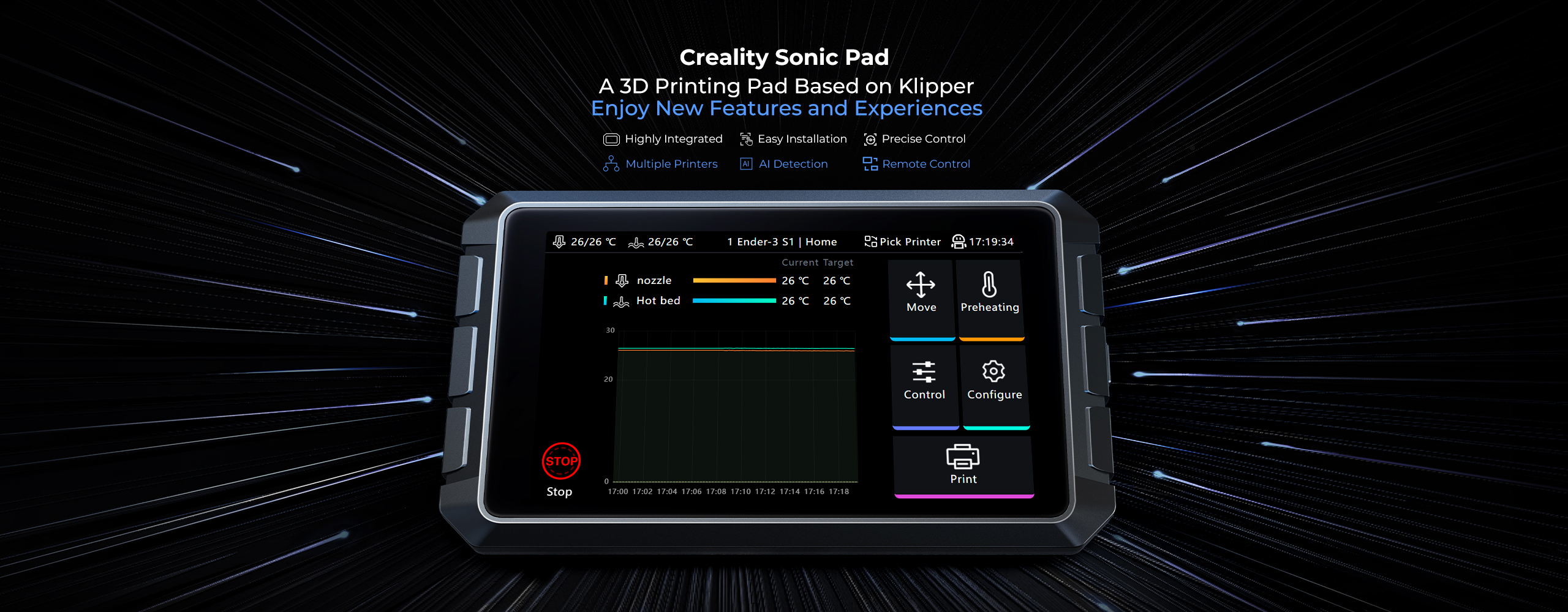 Creality Sonic Pad Klipper Screen — alternate view