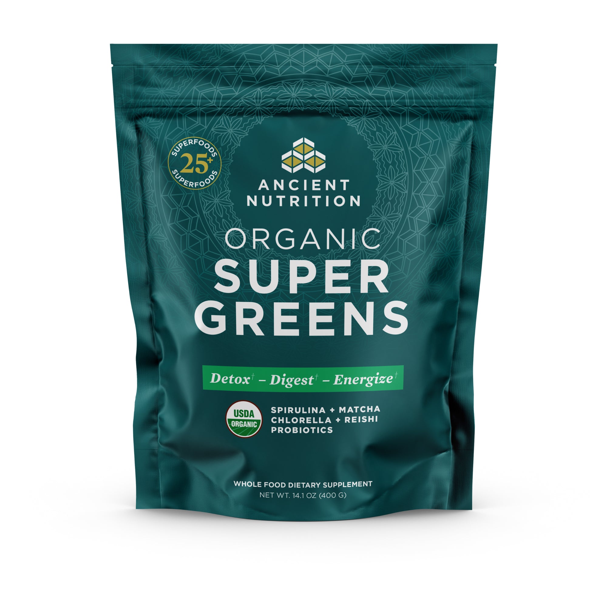 Ancient Nutrition Organic Supergreens Powder Greens Flavor 50 Servings — alternate view