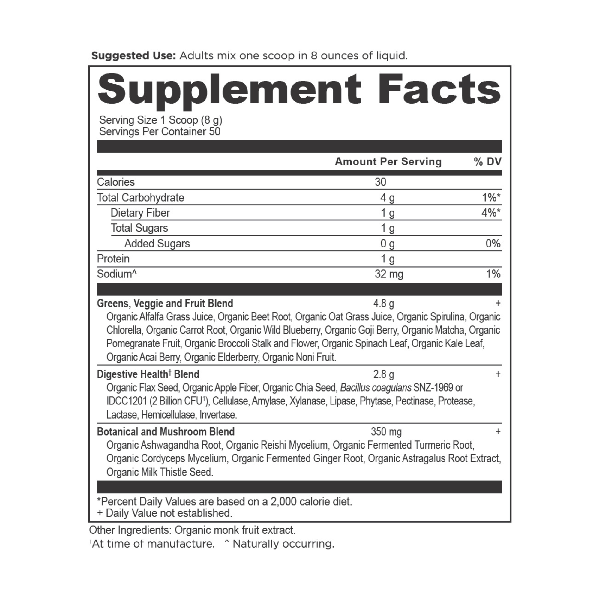 Ancient Nutrition Organic Supergreens Powder Greens Flavor 50 Servings — alternate view