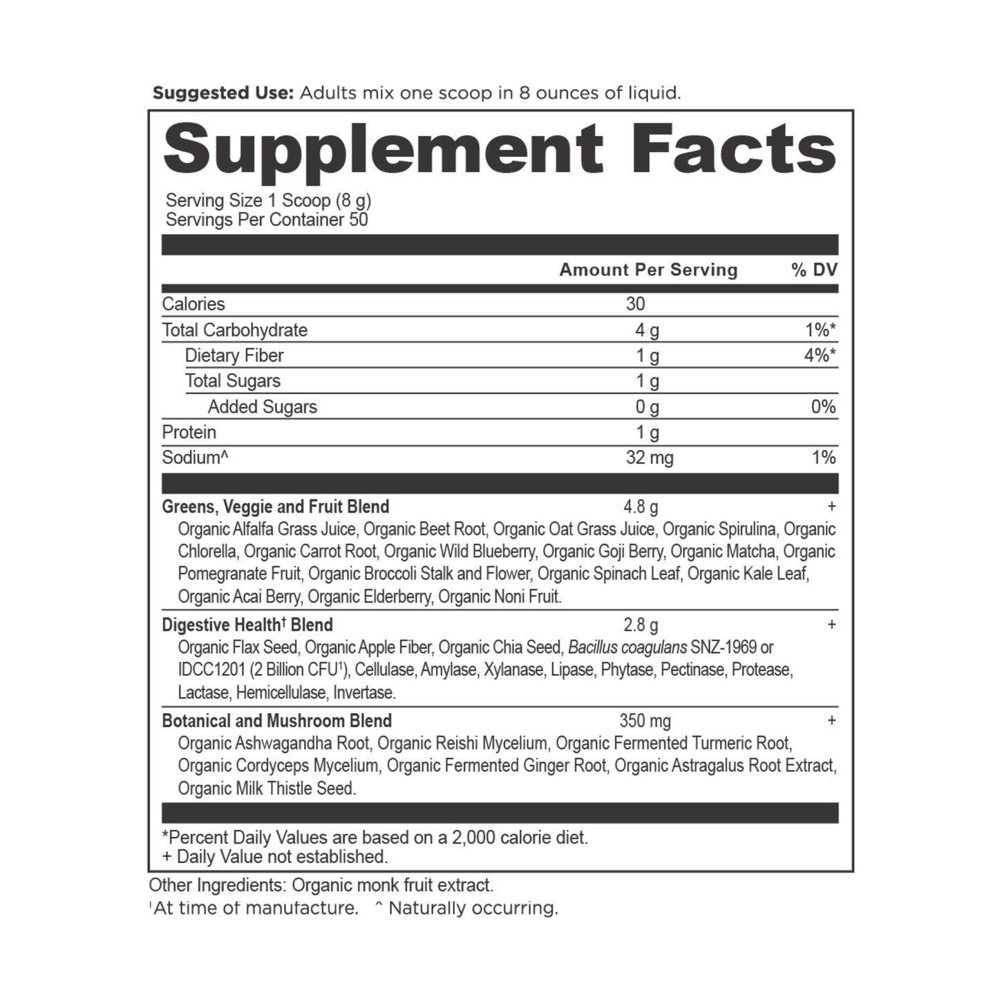 Ancient Nutrition Organic Supergreens Powder Greens Flavor 50 Servings — alternate view