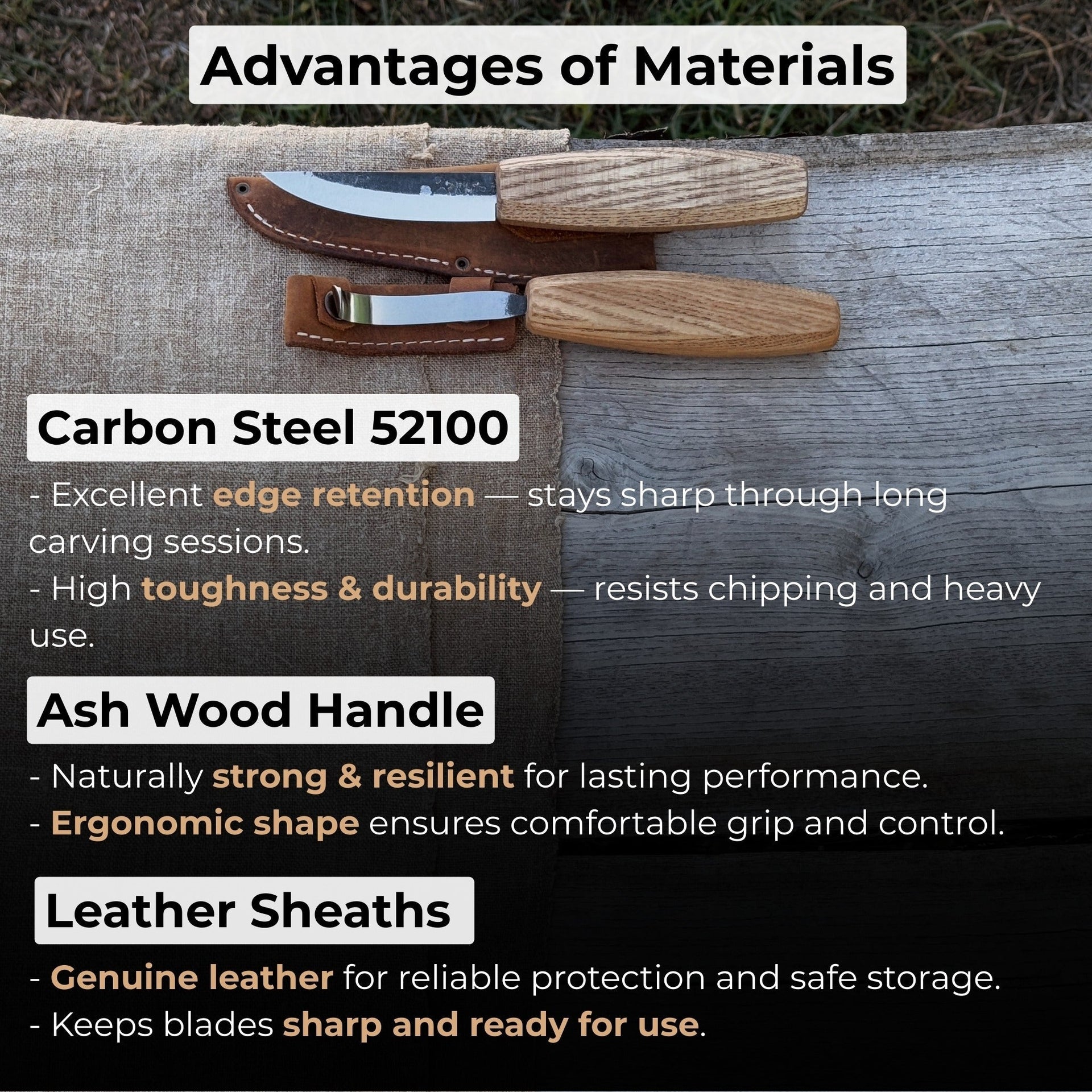Sharky Forged Steel Tools Wooden Spoon Carving Set — alternate view