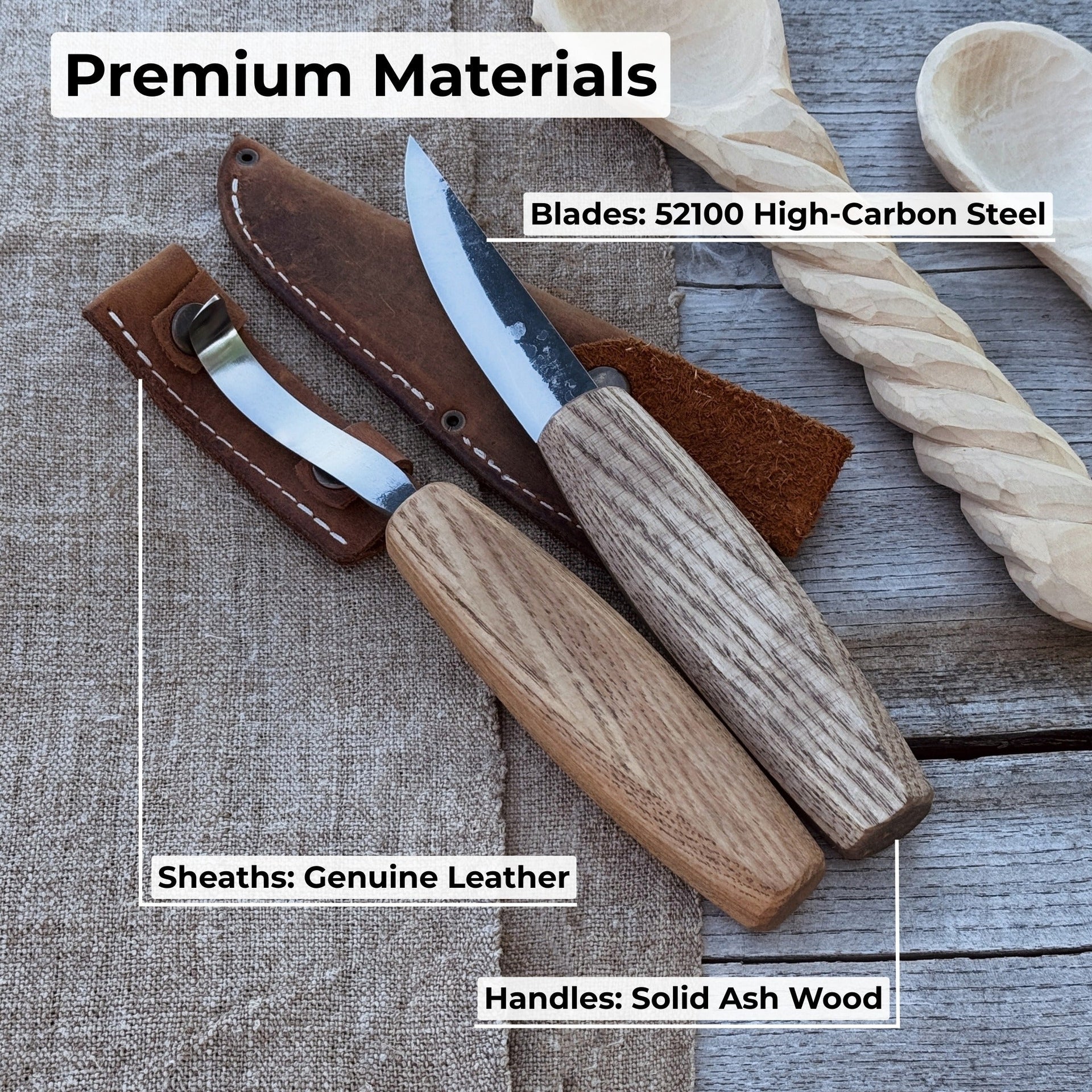 Sharky Forged Steel Tools Wooden Spoon Carving Set — alternate view